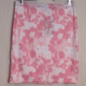 PrettyLittleThing Pink Tie Dye Pull On Basic Midi Skirt size 10